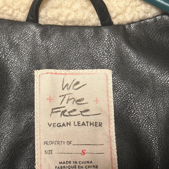 NWOT We The Free Black Vegan Leather Bomber Aviator Jacket - Picture 4 of 4